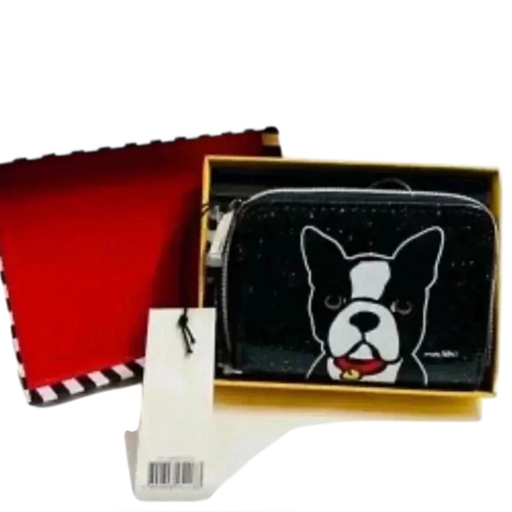 Marc Tetro NWT Black Dog Print Wallet in Gift Box
